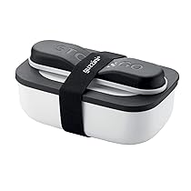 Guzzini Store On The Go Store&Go Set Lunch Box con Posate da Viaggio, 20 x 12 x h7 cm, 900ml-Bianco, Polipropilene, Thermo Poli Rock, Stainless Steel, Bianco, 02