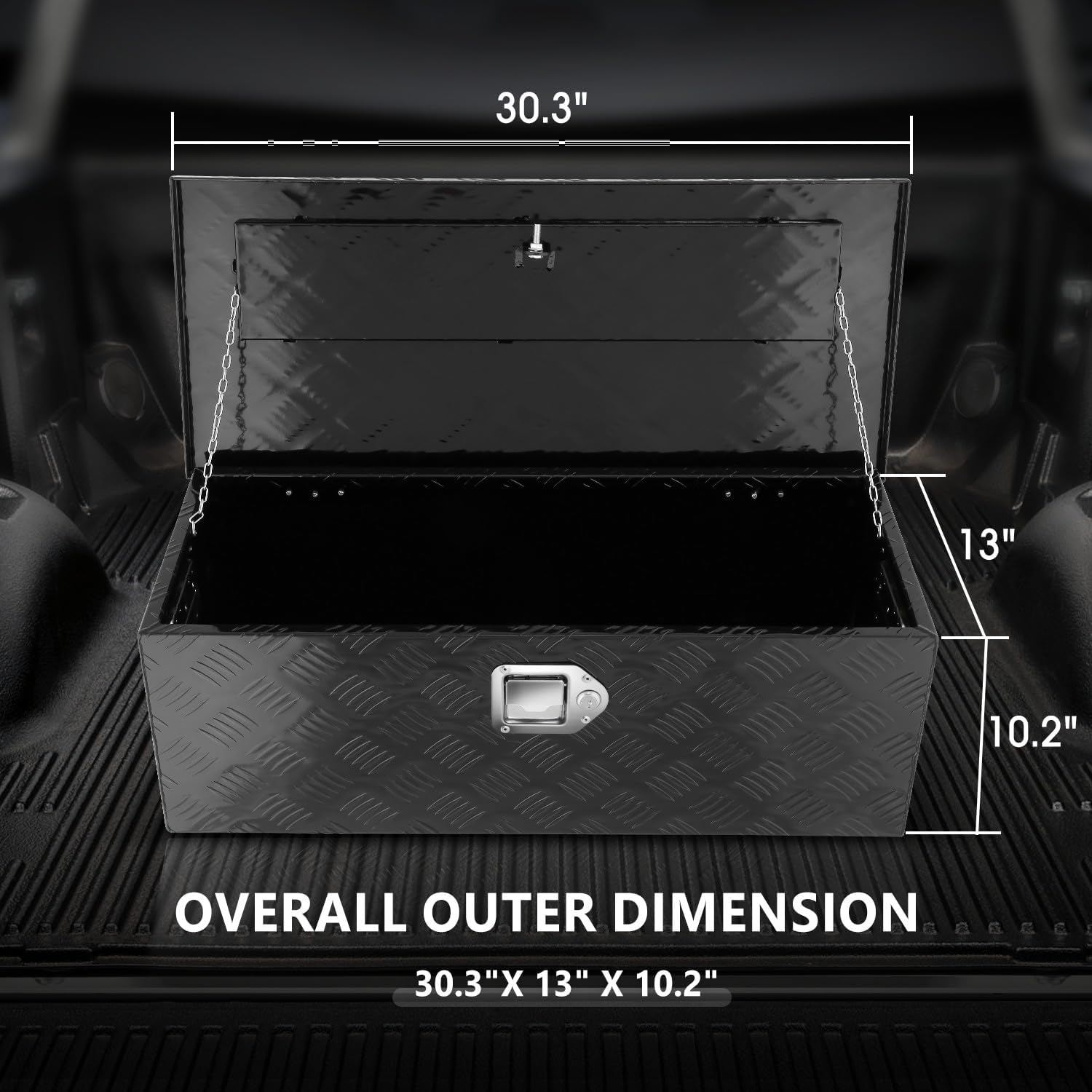 DNA MOTORING Truck Tool Box Lockable Storage Box, Aluminum Tool Box for Bed of Truck, w/Lock & Keys, 31" L X 13" D X 11.5" H Silver, TBOX-T5-010-BK