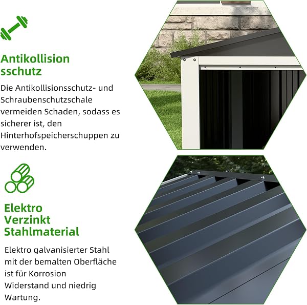 SUPEER Metall Mähroboter Garage mit Satteldach,H62cm*W90.5cm*D88.8cm Geräteschuppen Garten Metallschuppen für Rasenmähroboter,Überdachung für Mühroboter,Zimmer für Haustiere(schwarz) - 4