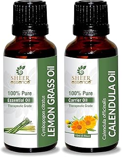 Combo Lemon Grass Oil Essential Oil (0.5 Fl Oz) Oz and Calendula Oil Essential Oil (0.5 Fl Oz) Oz