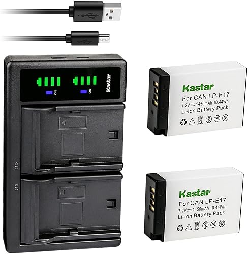 Miniatura 7 de Kastar Paquete de 4 baterías y cargador USB LTD2 de repuesto para batería Canon LP-E17 LPE17, Canon EOS 760D, EOS 800D, EOS 8000D, EOS R8 sin