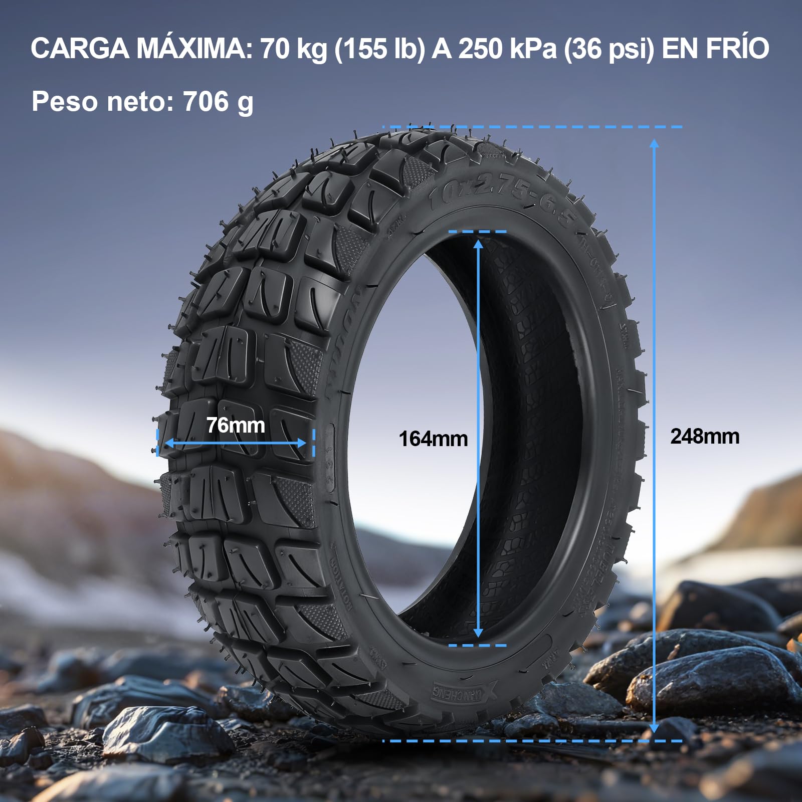 Neumáticos Off-Road Tubeless 10x2,7-6,5 para Smartgyro Speedway, Dualtron 3, KuKirin G3