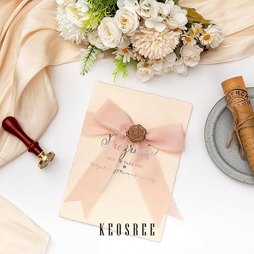 Miniatura 5 de 3 rollos de cinta de gasa hecha a mano color blanco crema y nude de 1.5 pulgadas x 21 yardas (3 rollos de 7 yardas) para envolver regalos,