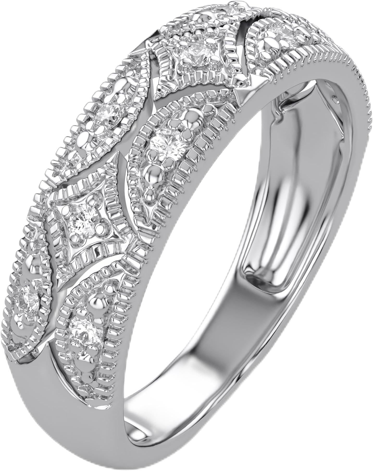 Women’s 1/20 Ct Round Moissanite or Lab Grown/Natural Diamond Wedding Band in 14K Gold Plated 925 Sterling Silver - Stackable Anniversary Ring, Dainty Jewelry Gift for Her