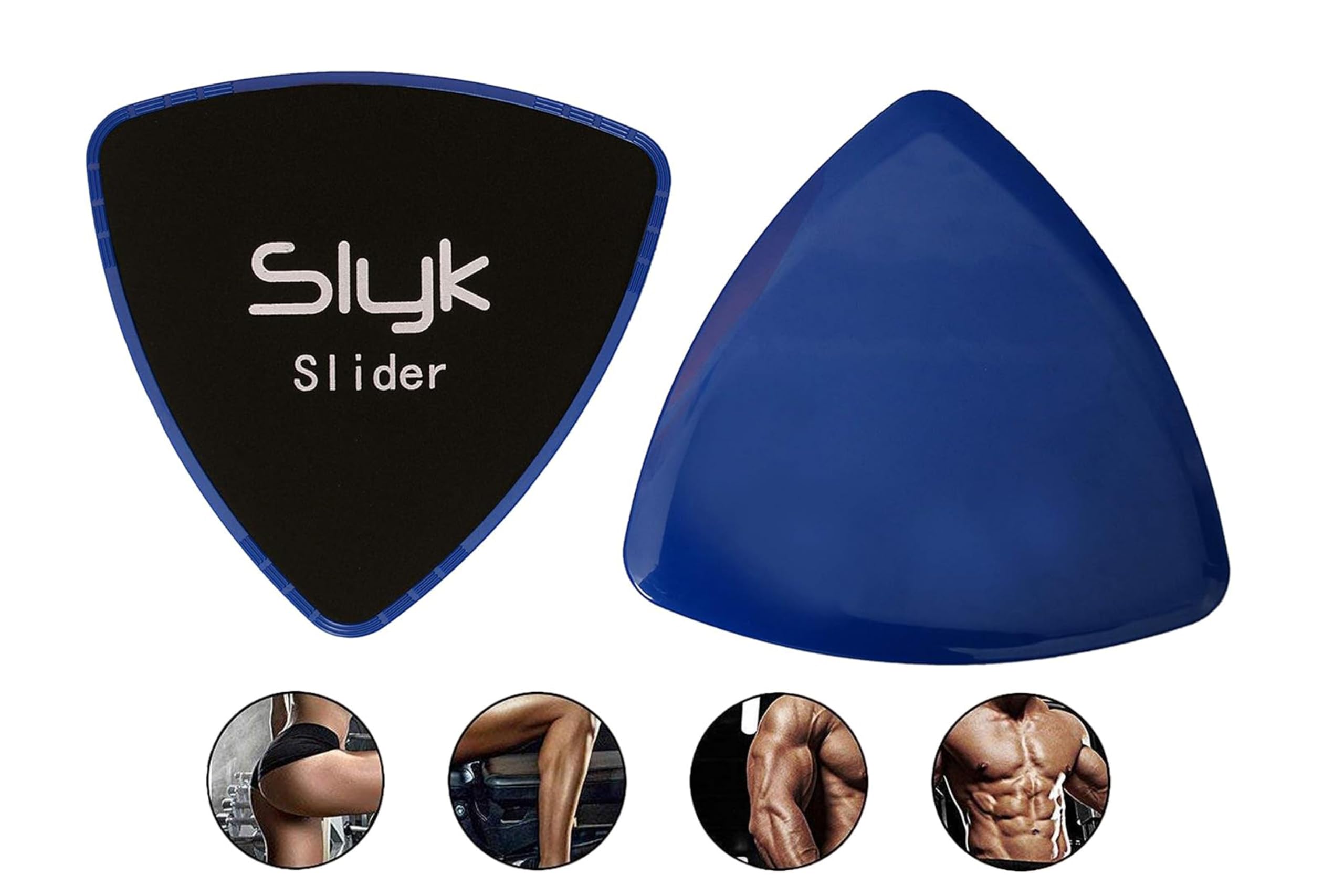 SLYK Dual-Sided Core Sliders – Premium ABS/EVA Gliding Discs for Ab Workout & Full-Body Strength Training Equipment | Perfect for Use on Carpet or Hard Floors (Triangle, Blue)