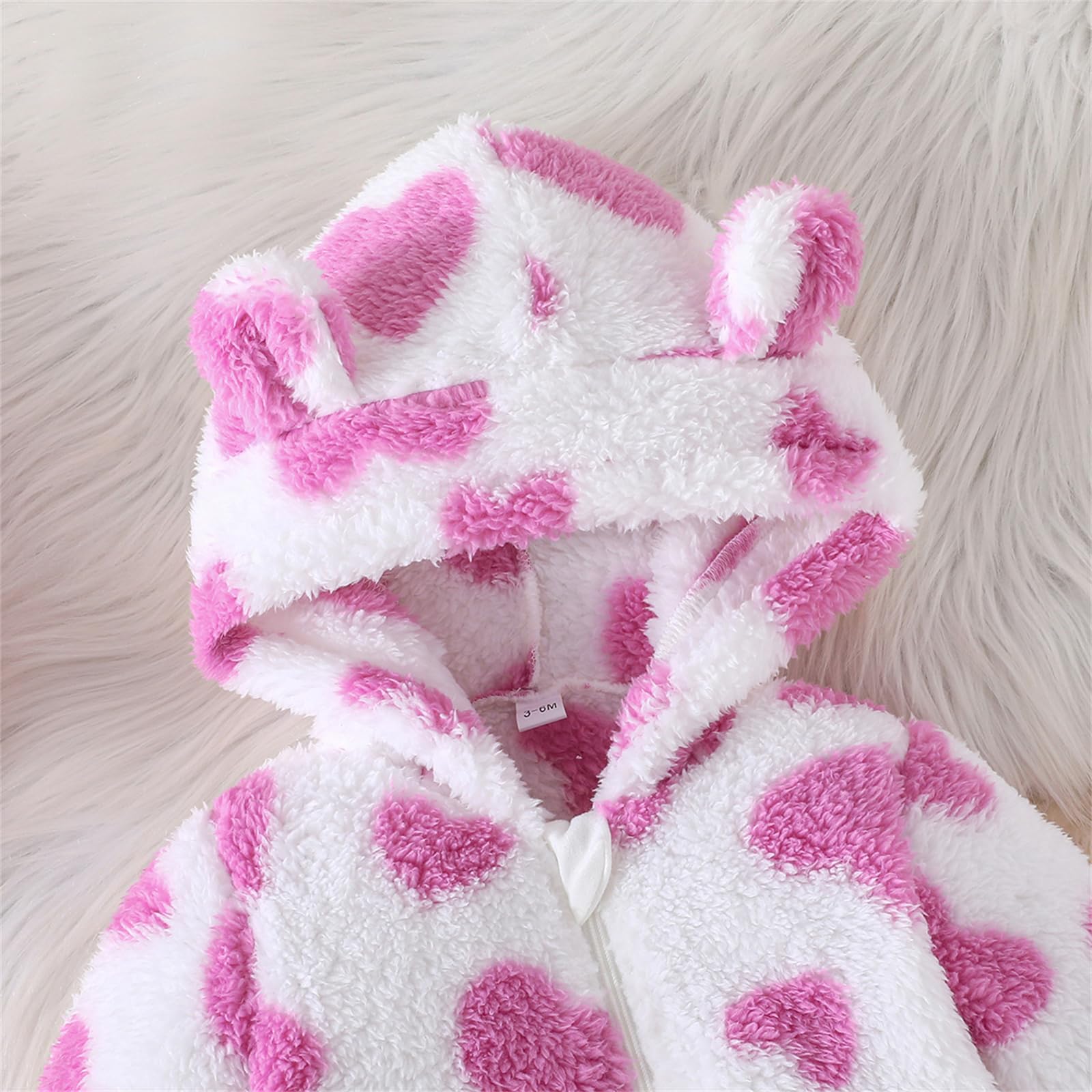 Vêtements pour nouveau-nés Combinaison de neige ourson Combinaison une pièce à capuche en polaire pour bébé (Violet, 6-9 Mois)
