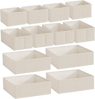 12Pcs Drawer Organizer Clothes, Stackable Collapsible Baby Clothes Organizer, Space-Saving & Multifunctional for Nursery, Bedroom, ClosetDrawer Organizers