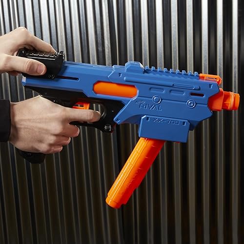 Miniatura 4 de Nerf Rival Finisher XX-700 Blaster - Revista de carga rápida, acción de primavera, incluye 7 rondas oficiales de rival, equipo azul