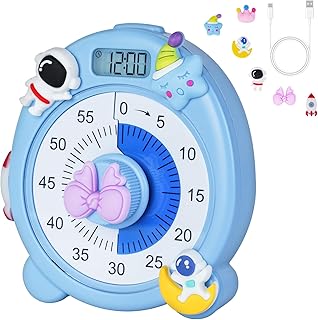 Ainiv Temporizador Visual, Lindos Temporizador Cocina de 60minutos para Niños, Temporizador Niños, Temporizador Analógico Visual, Time Timer para Escritorio Niños, Escritorio Oficina y Reuniones-Azul
