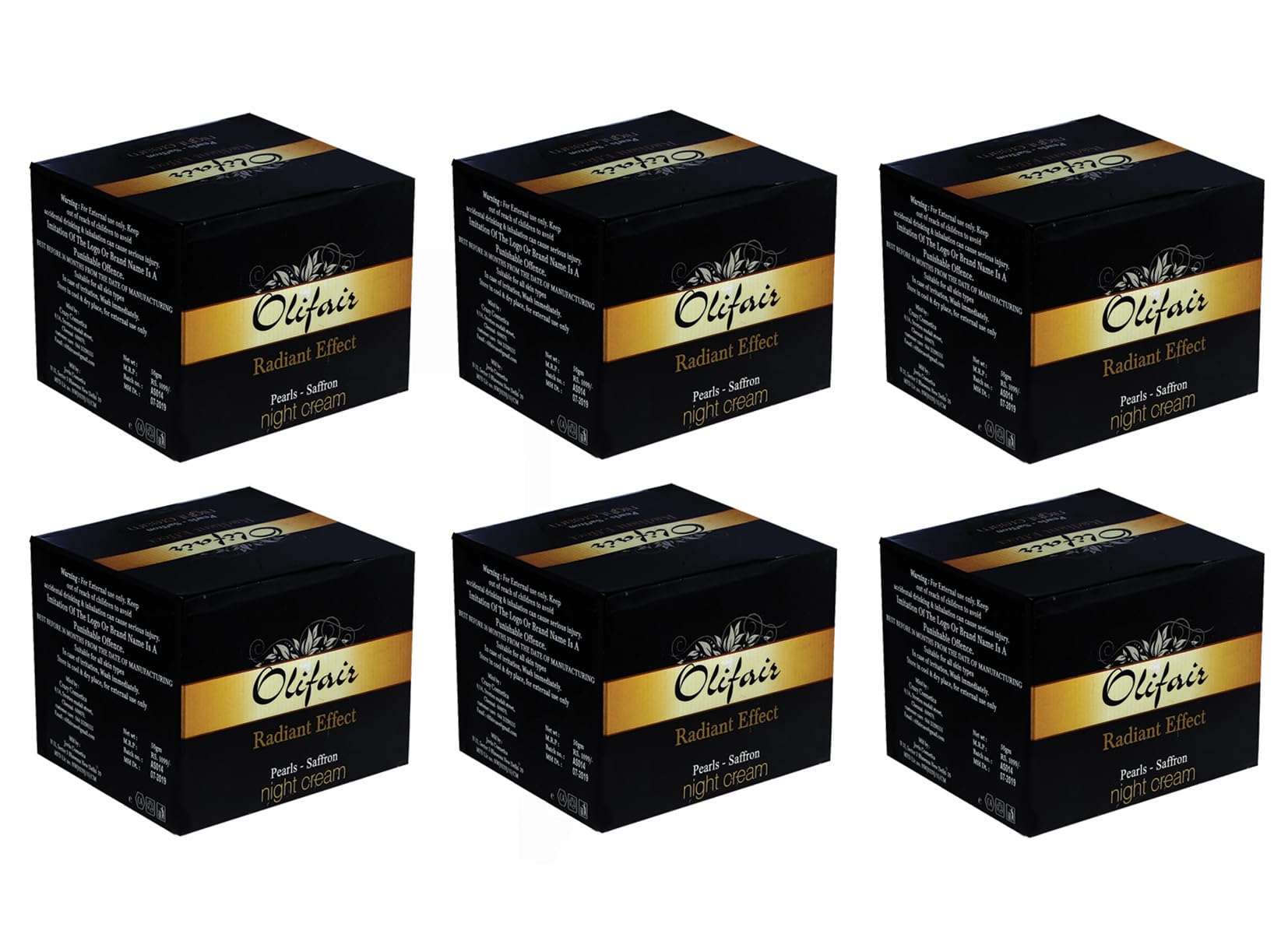 OLIFAIRPearls Saffron Night Cream for Men and Women,Skin Whitening and Dark Spot Removal-50 g (Pack of 6)