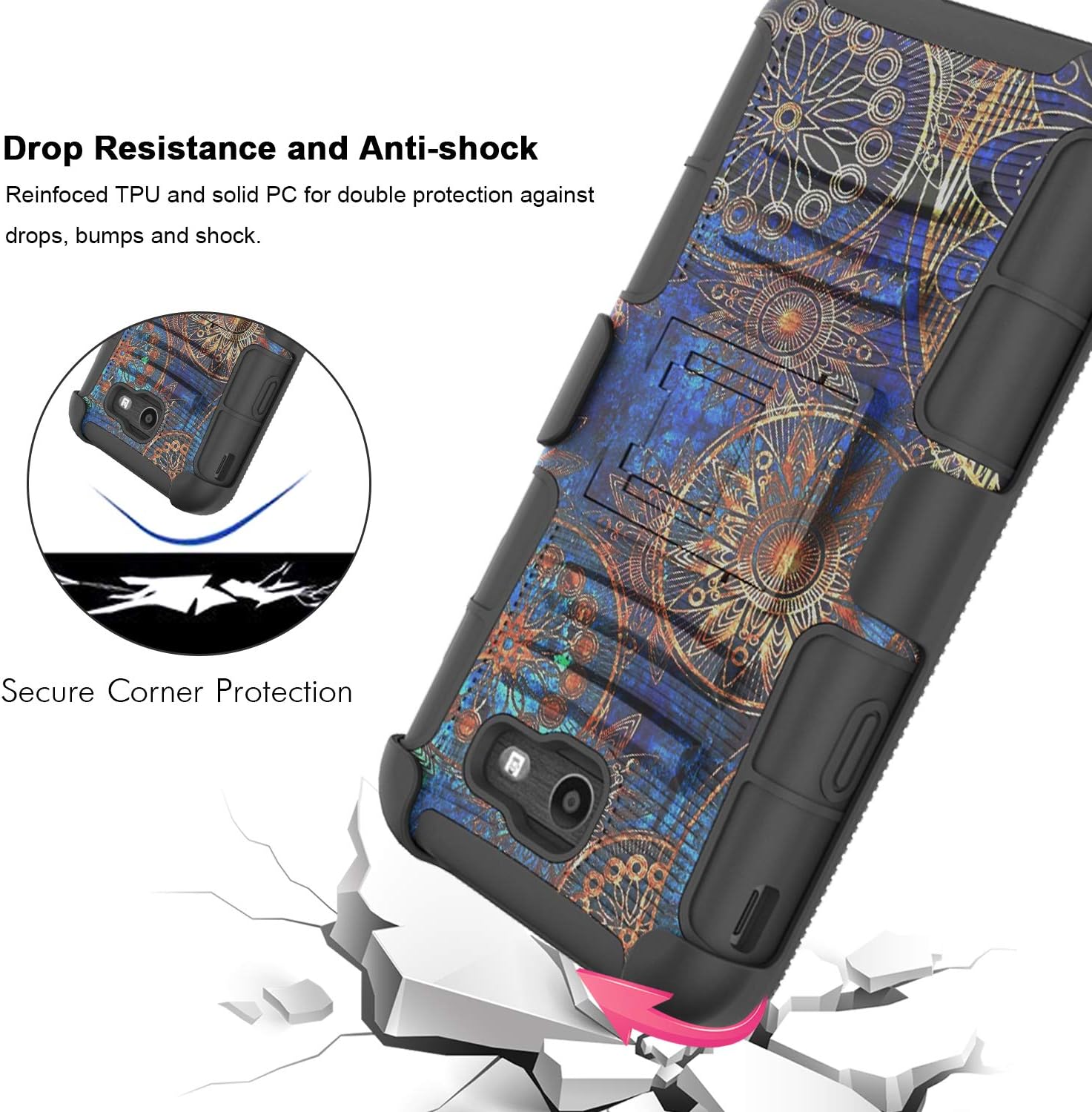 Galaxy J7 V Case, Galaxy J7 Prime Case, Galaxy J7 Perx Case, Galaxy J7 Sky Pro / Galaxy Halo Case, OEAGO Samsung Galaxy J7 2017 Case Tough Rugged Dual Layer Protective Case with Kickstand - Orange
