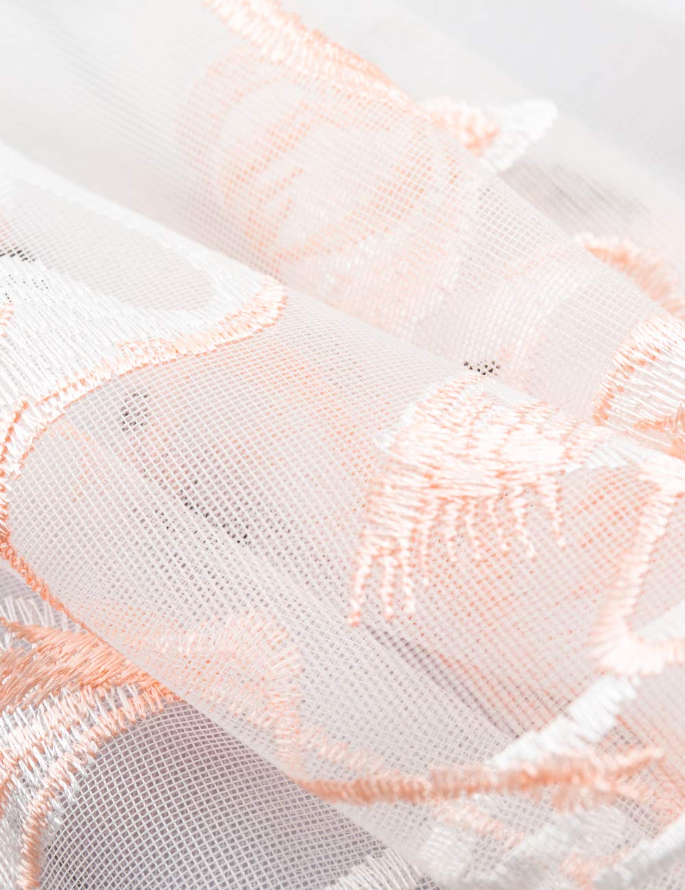 Lactraum - Tenda per cameretta Bambina, in Voile con Ricamo in Stile Fenicottero, Colore: Bianco Trasparente, Rosa Flamingo mit Ösen, 300 x 245 cm