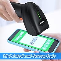 Vista 5 de Escáner de código de barras inalámbrico Bluetooth con soporte, alacrity 3 en 1 (Bluetooth y 2.4 GHz inalámbrico y cable USB) lector de códigos