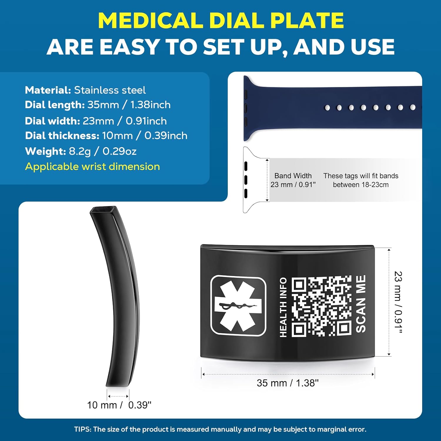 Upgraded Medical Bracelets Men Women with QR Code Medical Alert ID Bracelets - Titanium Steel Wristband Fits Wrists Up 8''-10'' - More Space Custom Emergency Med ID Info - Image 3