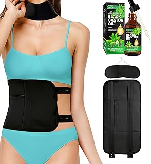 Castor Oil Organic Cold Pressed Unrefined(60ml Castor Oil Included),Castor Oil Pack Wrap Organic Cotton(Black),Organic Castor Oil Cold Pressed