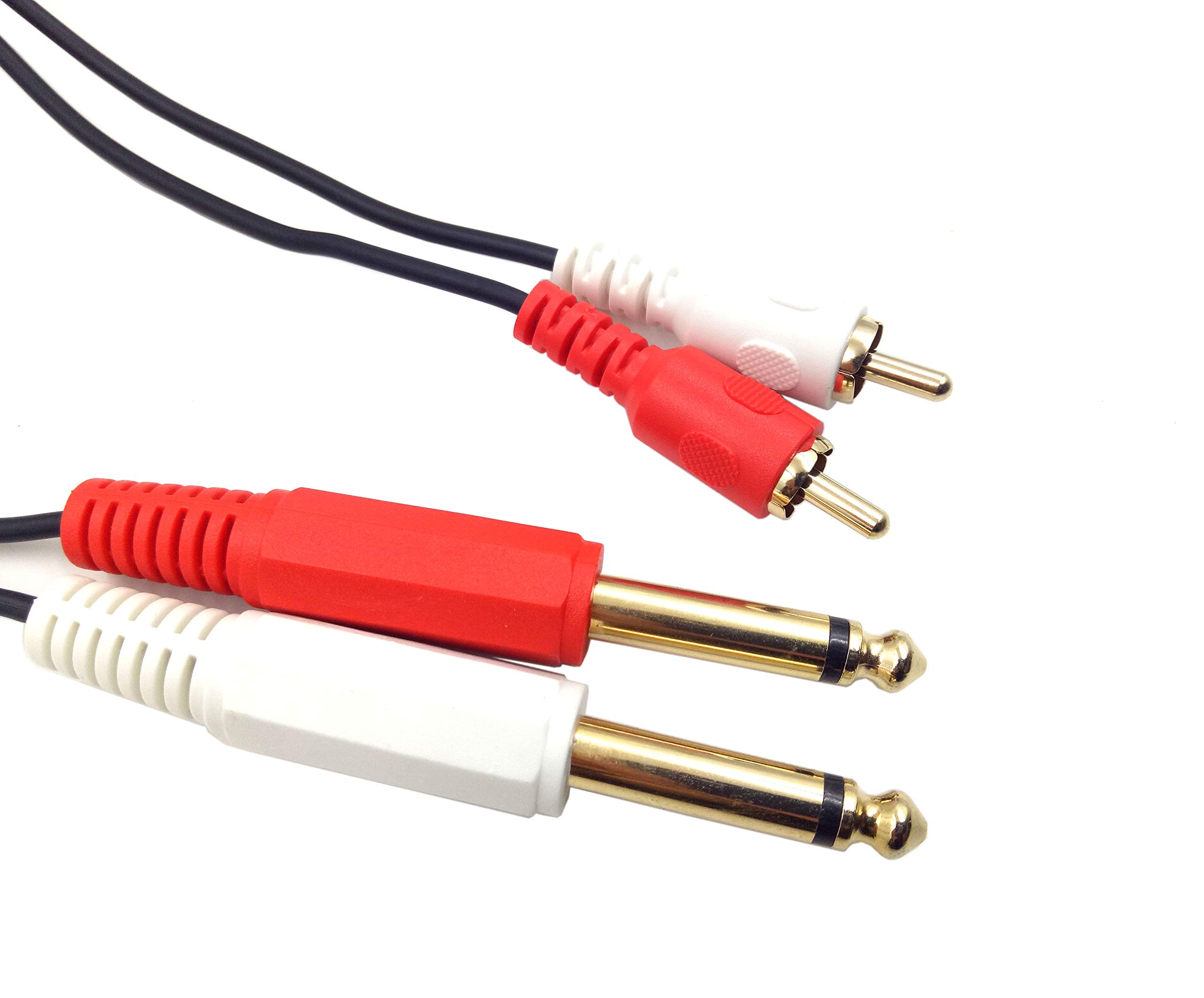 RUNCCI-YUN Audio Adapter – 6,35 Mm Auf RCA, Mono, Vergoldet, 2 Stück (rot & Blau)