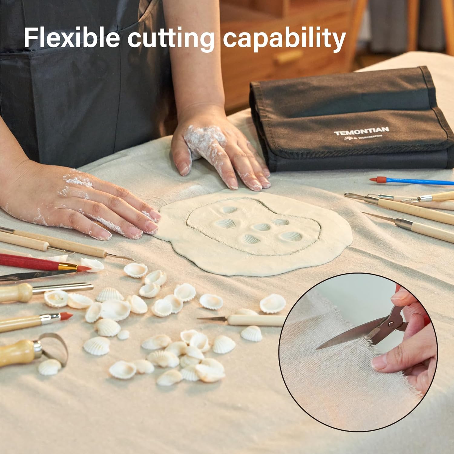 Table Cloth,Pottery Tools and Supplies,Printing Texture, Linen Blend, 40x60 inches - Absorbent & Durable for Clay Work (1 pc)