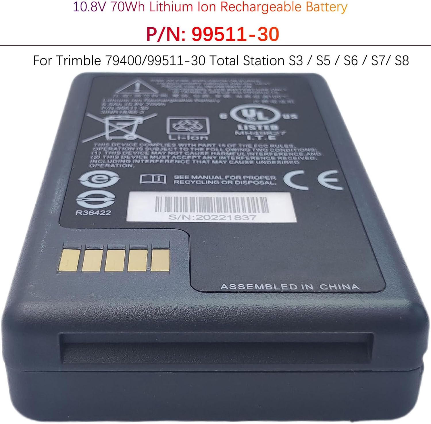 (Pack of 2) 99511-30 79400 6.5Ah 10.8V Li-ion Rechargeable Battery for Trimble 79400 Total Station Battery, for Trimble S3 S5 S6 S7 S8 Total Station