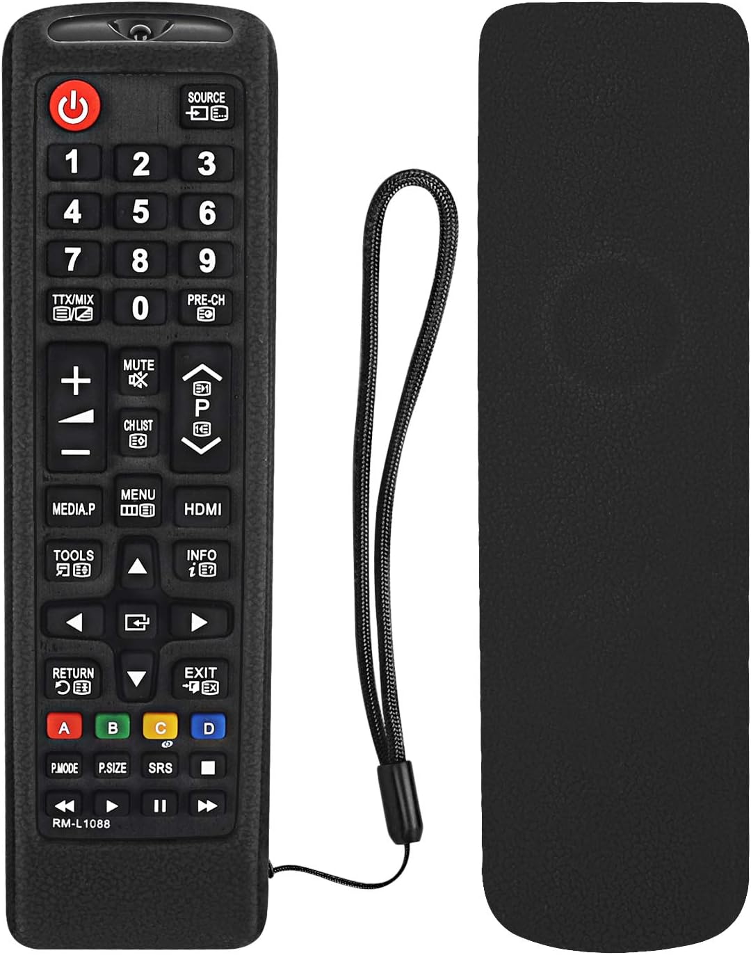 Protective Silicone Remote Case for Samsung TV AA59-00741A AA59-00786A BN59-01175N BN59-01315B Remote Control, Shockproof, Anti-Slip, Washable - Black