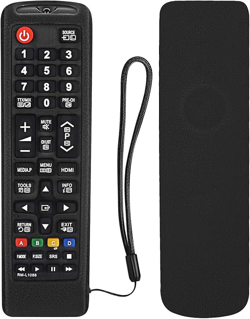 Protective Silicone Remote Case for Samsung Smart TV AA59-00741A AA59-00786A BN59-01175N BN59-01315B BN59-01199F Remote Control, Shockproof, Washable, Skin-Friendly Remote Cover with Loop (Black)