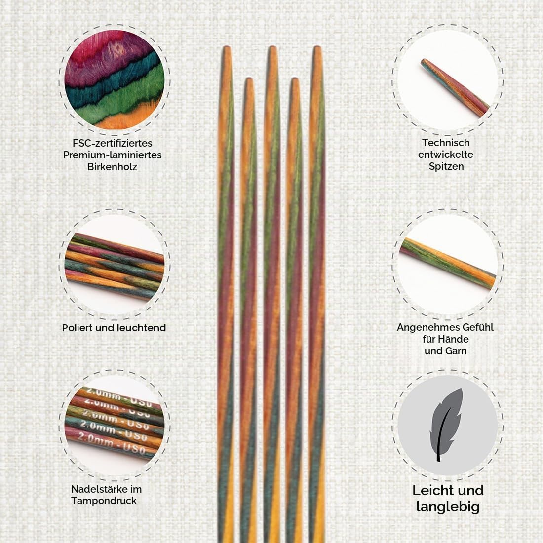 KnitPro Symfonie Nadelspiele Set 6" (15cm) | 5 Stärken (2mm bis 4mm)