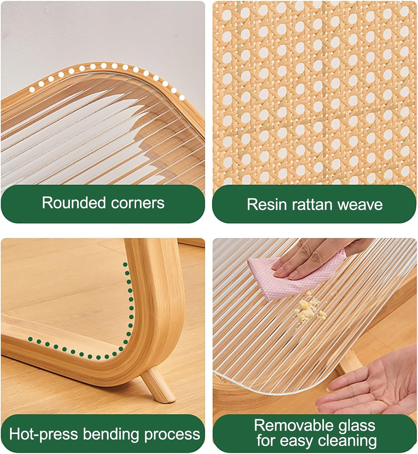 Modern Robot Vacuum Storage Rack Resin Rattan Storage Cabinet, C-Shaped End Tables Reversible Vacuum Cabinet, Side Table for Living Room Home Office