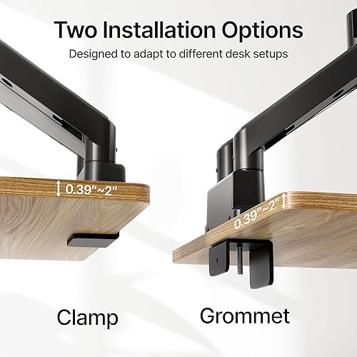 Miniatura 5 de monTEK Brazos de monitor de montaje de monitor dual para 2 monitores para pantalla curva de 17 a 35 pulgadas con capacidad para 35 libras, ajustable