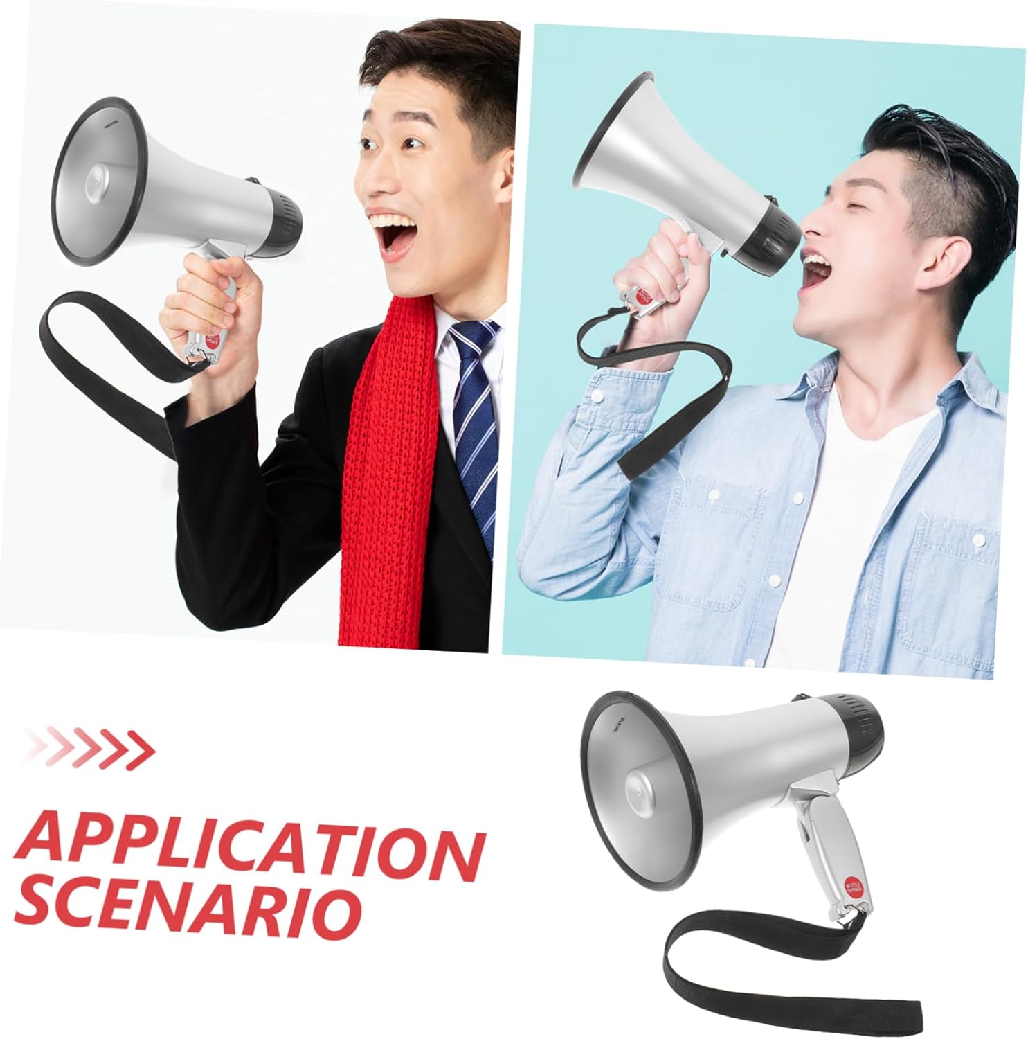 Mikikit 25W Handheld Megaphone 240s Recording Portable Plastic Bullhorn for Cheerleading Parties and Safety Announcements