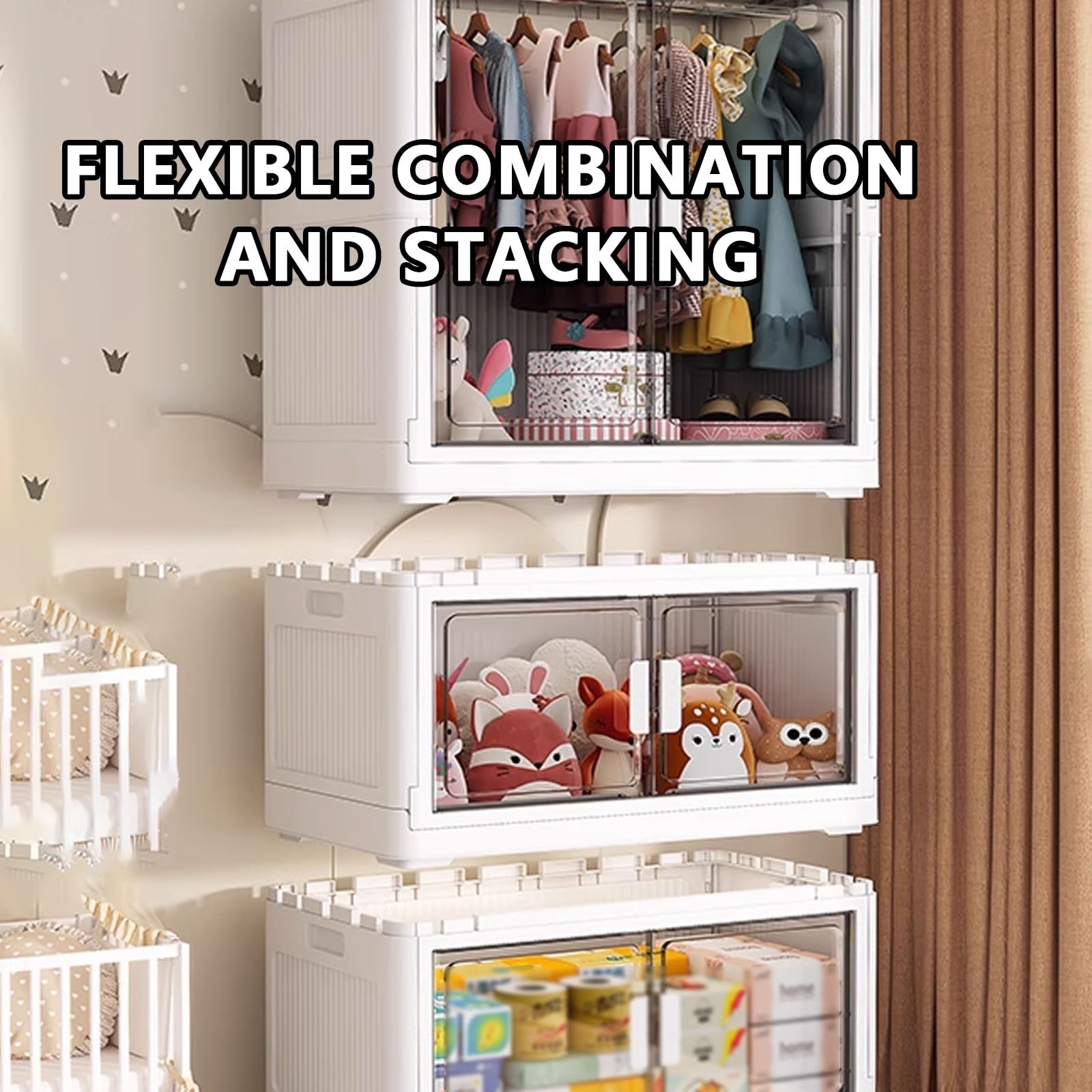 Klappkleiderschrank, Faltbarer Kleiderschrank mit Rollen und Magnettüren, aus PP-Material(70 * 38 * 136cm)