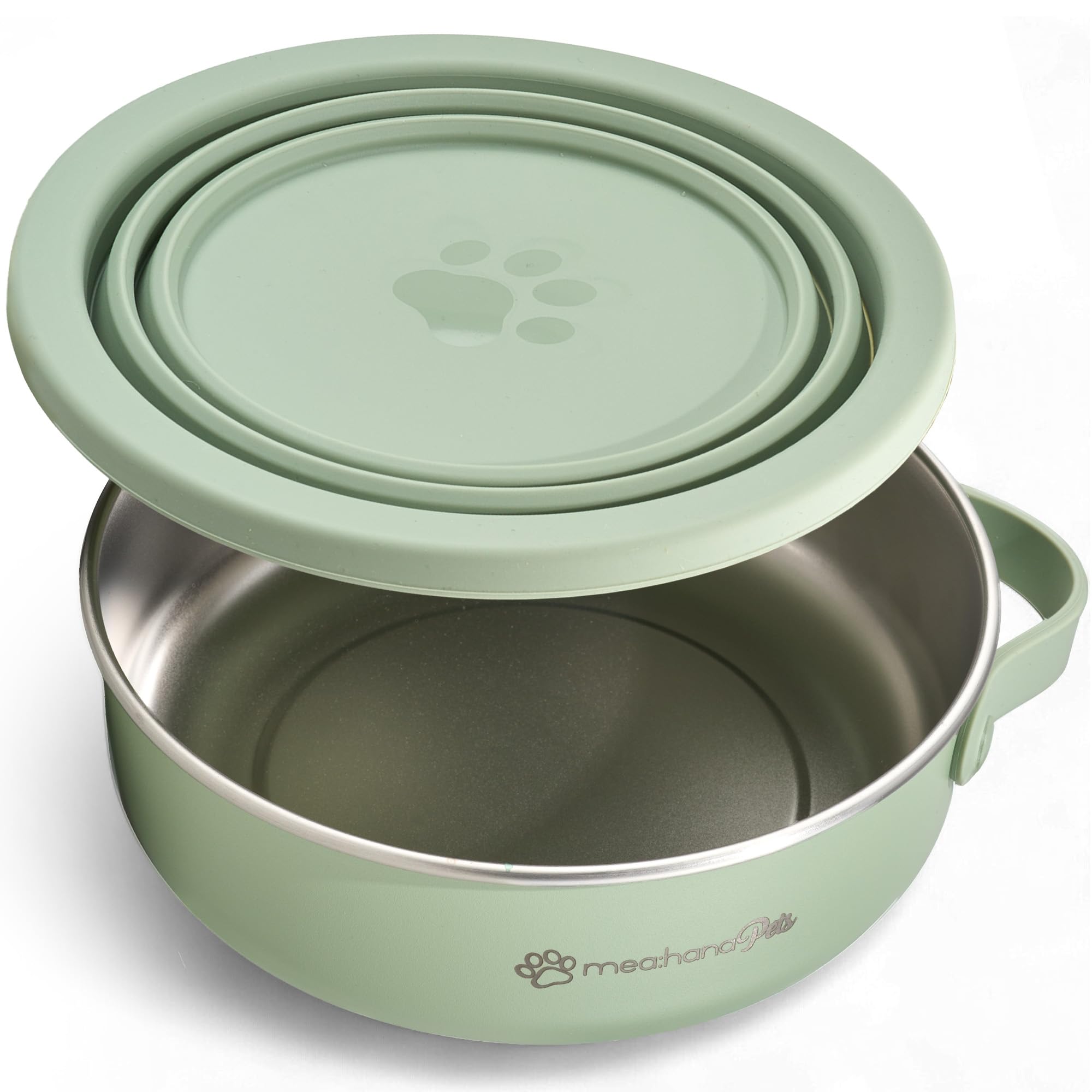 Pets Futternapf für unterwegs 900ml mit Deckel -Ideal für Reisen,Outdoor- Edelstahl Futternapf mit faltbarem Silikondeckel als Zweitnapf, Hundezubehör - robust, kompakt, hygienisch