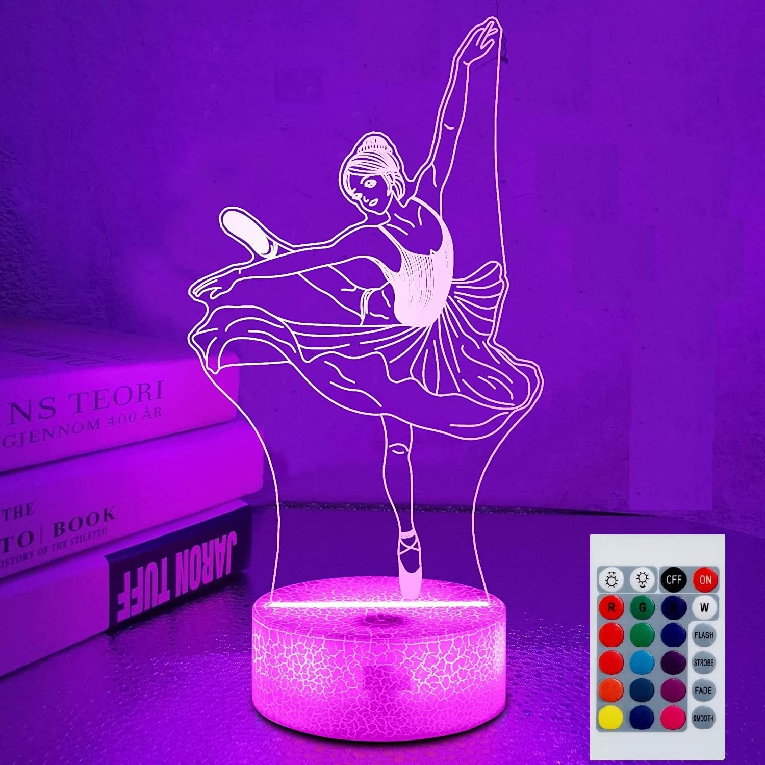 Night Light for Kids 3D Ballet Dancer Led Lamp with Remote Control 16 Color Changing Xmas Birthday Gift for Child
