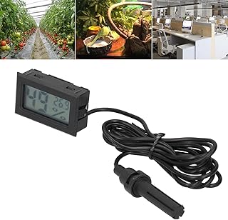 Mini Digital Electronic Temperature Humidity,Black Indoor LCD Temperature Humidity Gauge Meter with Probe for Greenhouse Garden Cellar Fridge Closet