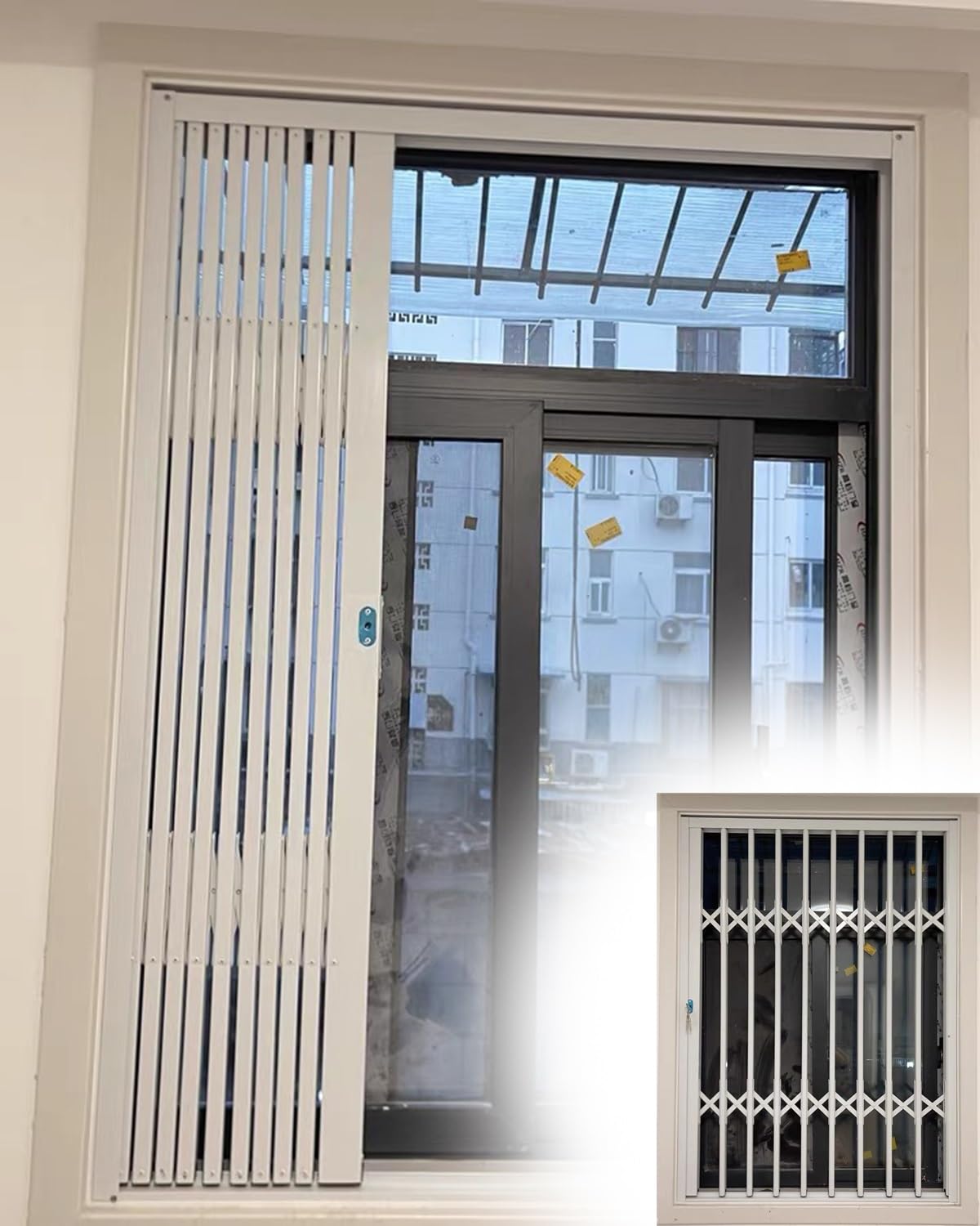 Fenstergitter Einbruchschutz Ausziehbare Fenstergeländer, Einbruchschutzgitter für Wohnungen, Einziehbare Schutzgitter für Keller, Balkone und Schuppen(80cmx120cm/31inx47in)