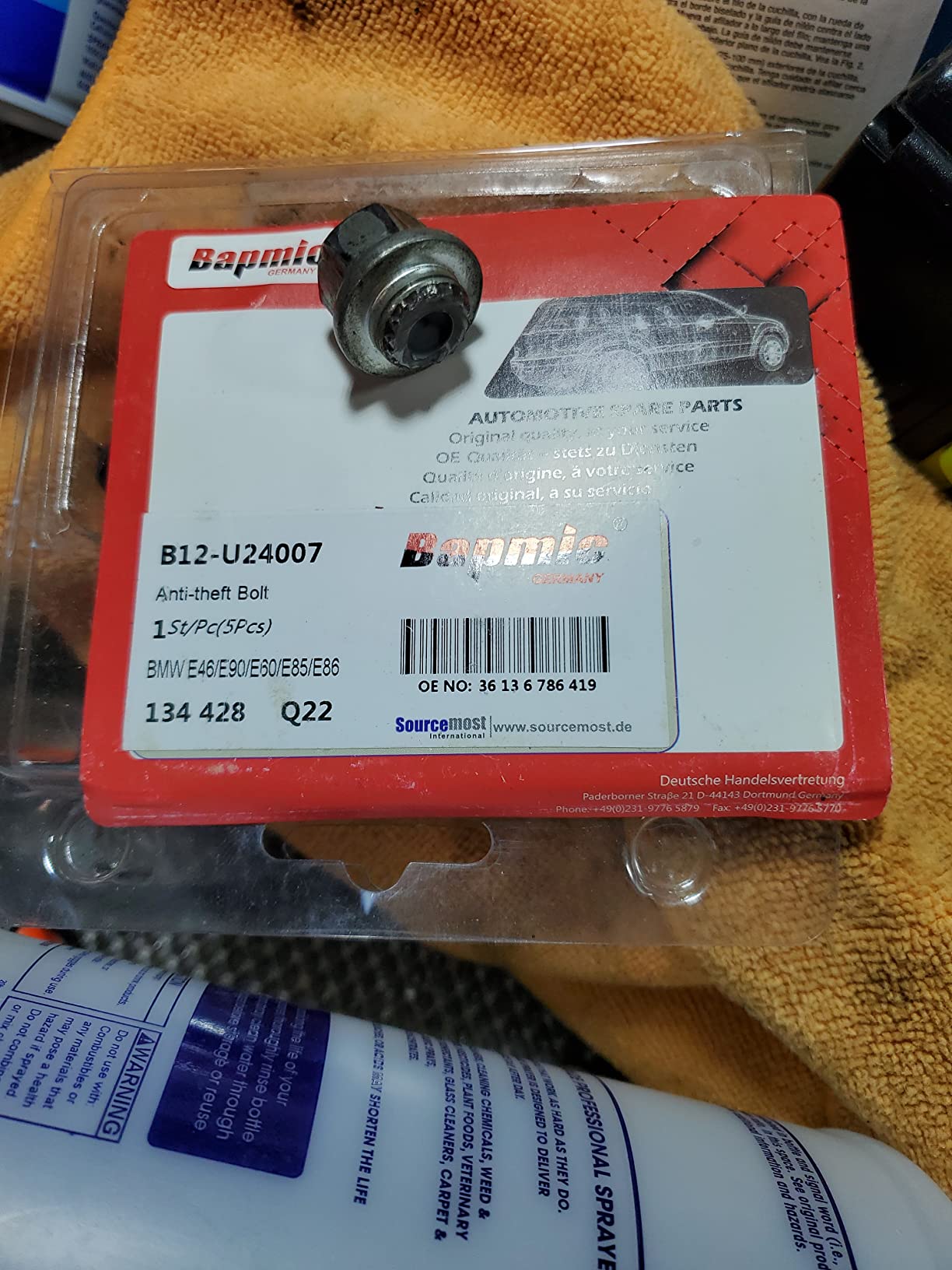 Bapmic 36136786419 M12 x 1.5mm Wheel Lock Set Lug Bolts