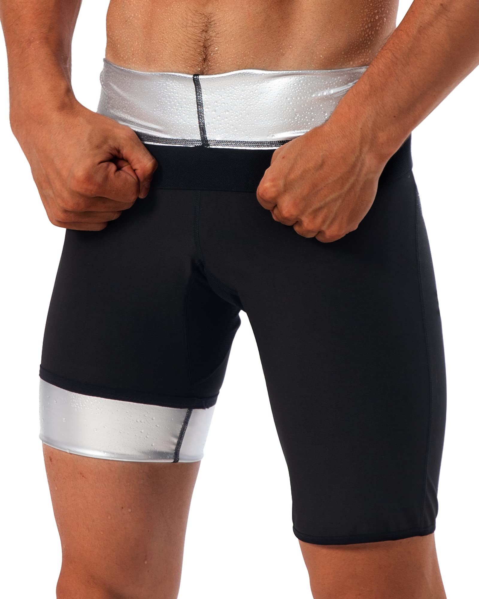 LMCOB Sauna Sweat Short Pants for Men Hot Thermo Leggings Sauna Tight Pants Compression Pants Workout Body Shaper Sauna Suit