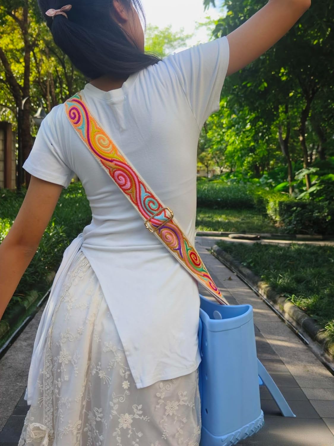 Crochet Flower Purse Strap,Knit Wide Replacement Crossbody for Shoulder Strap Bag Adjustable 2inch Guitar Strap - Image 5