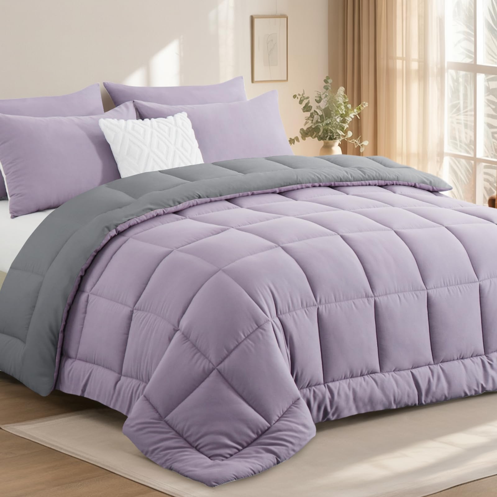 Tifschlaf Coverless Duvet Single 13.5 Tog - Lavender/Grey 135x200cm — image 1