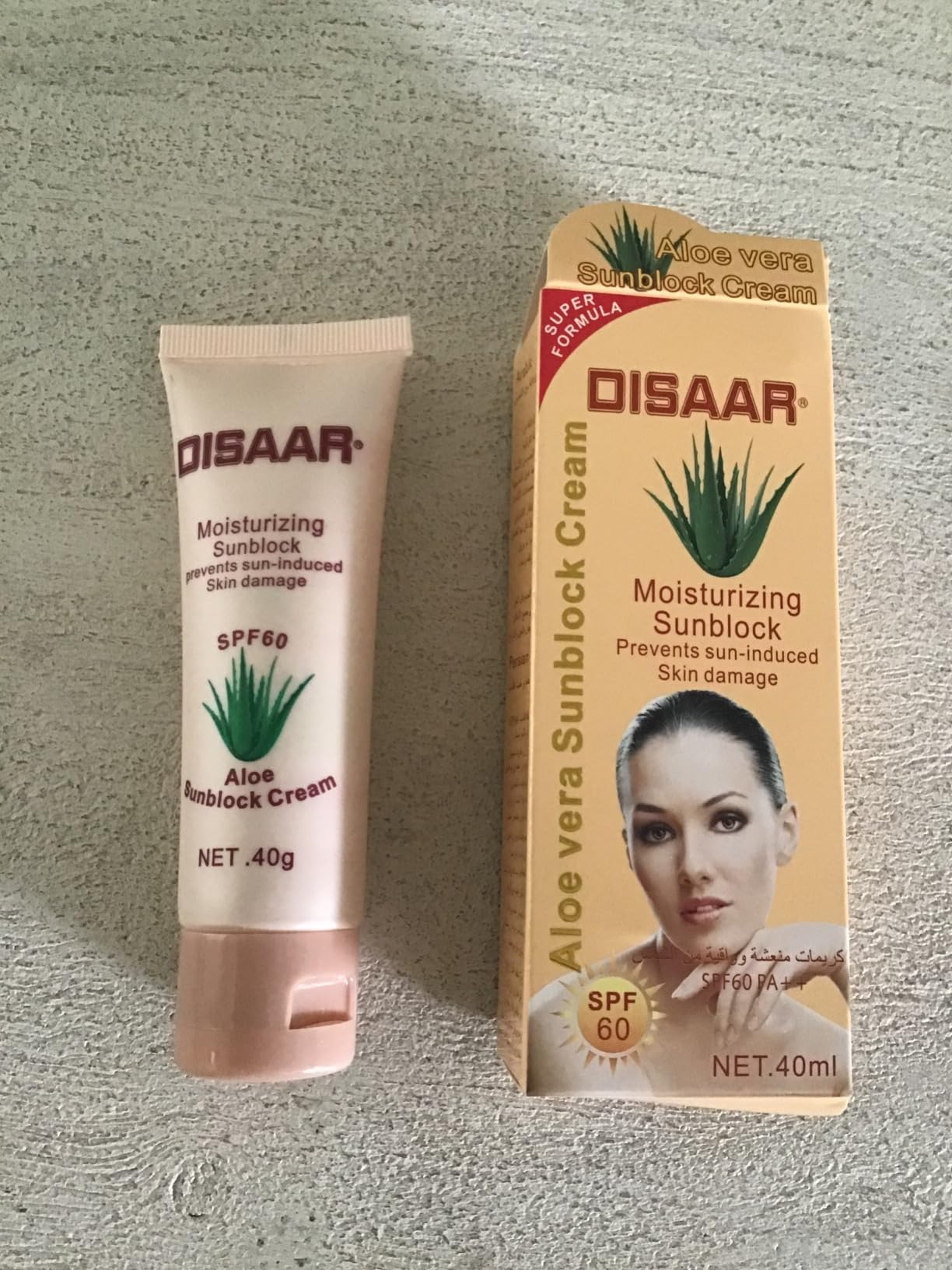 DISAAR BEAUTY Sunblock Cream Refreshing Sunscreen Face Neck Arms Skin Damage SPF 60/90 PA++ UVA/UVB Protection 40ml/1.35fl.oz (SPF 60 Aloe Vera Sunblock Cream)