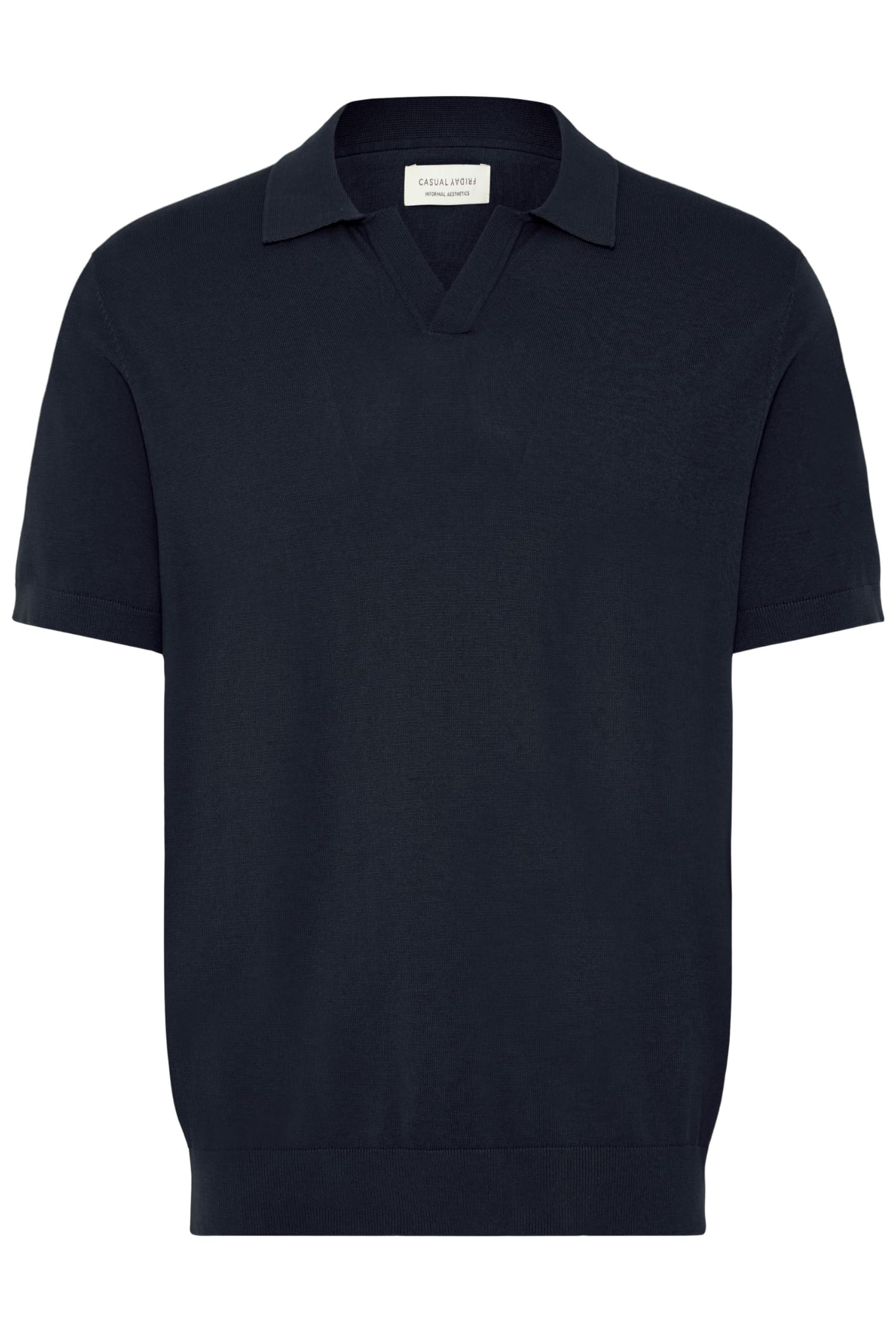 CASUAL FRIDAY CFSona Men's Fine Knit Polo Shirt, 100% Cotton, Regular Fit, Dark Navy (194013), L