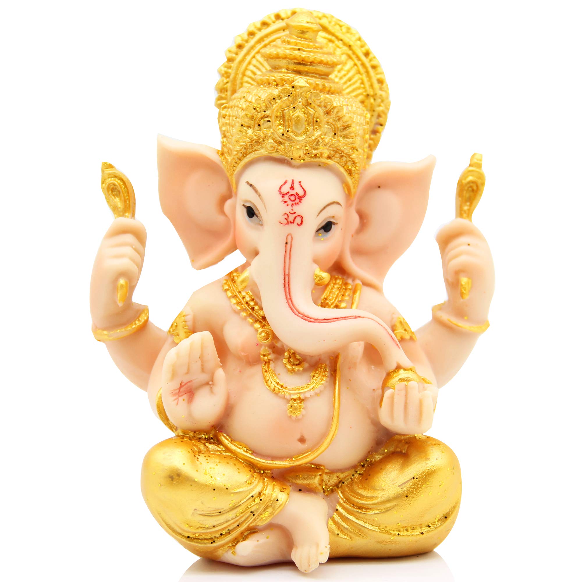 H&W 6''H Blessing A Colored Statue of Lord Ganesha Ganpati Elephant Hindu God, Elephant God Statue, Handmade Sculpture Buddha Figurine Decoration