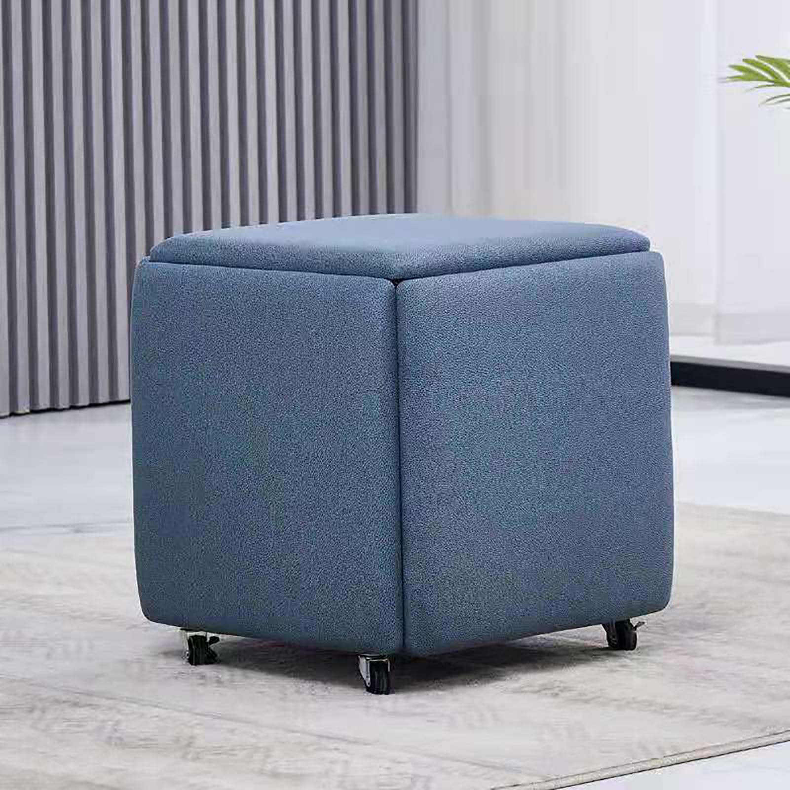 5-in-1 Cube Ottoman Hocker, tragbarer Ledersitz mit Drehrollen, vielseitige Fußstütze für Wohnzimmer & Esszimmer, stilvolles 45,7 x 45,7 x 48,3 cm Design