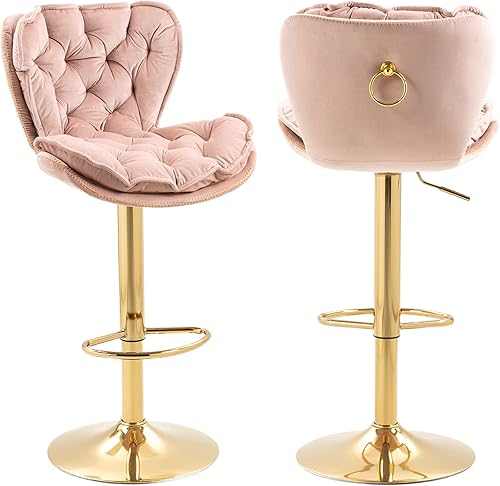 Olela Taburetes de bar, modernos taburetes de bar giratorios ajustables de altura de mostrador con tapizado de terciopelo para isla de cocina,