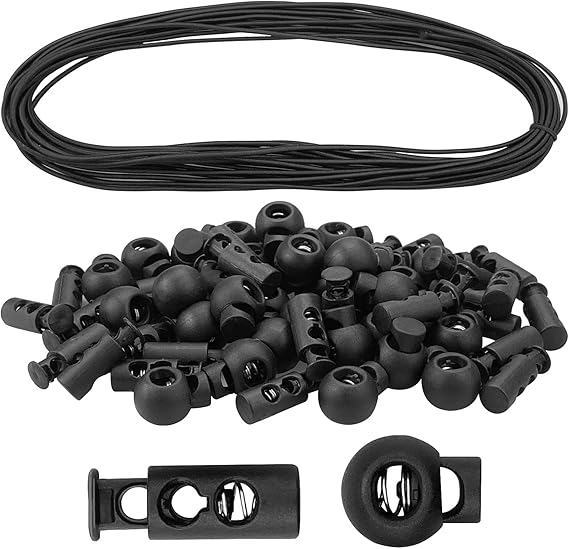10x Kordelstopper Schwarz, Einloch-Klemme Aus Kunststoff Für Kordeln Bis 5 Mm – Für Rucksack, Jacke, DIY