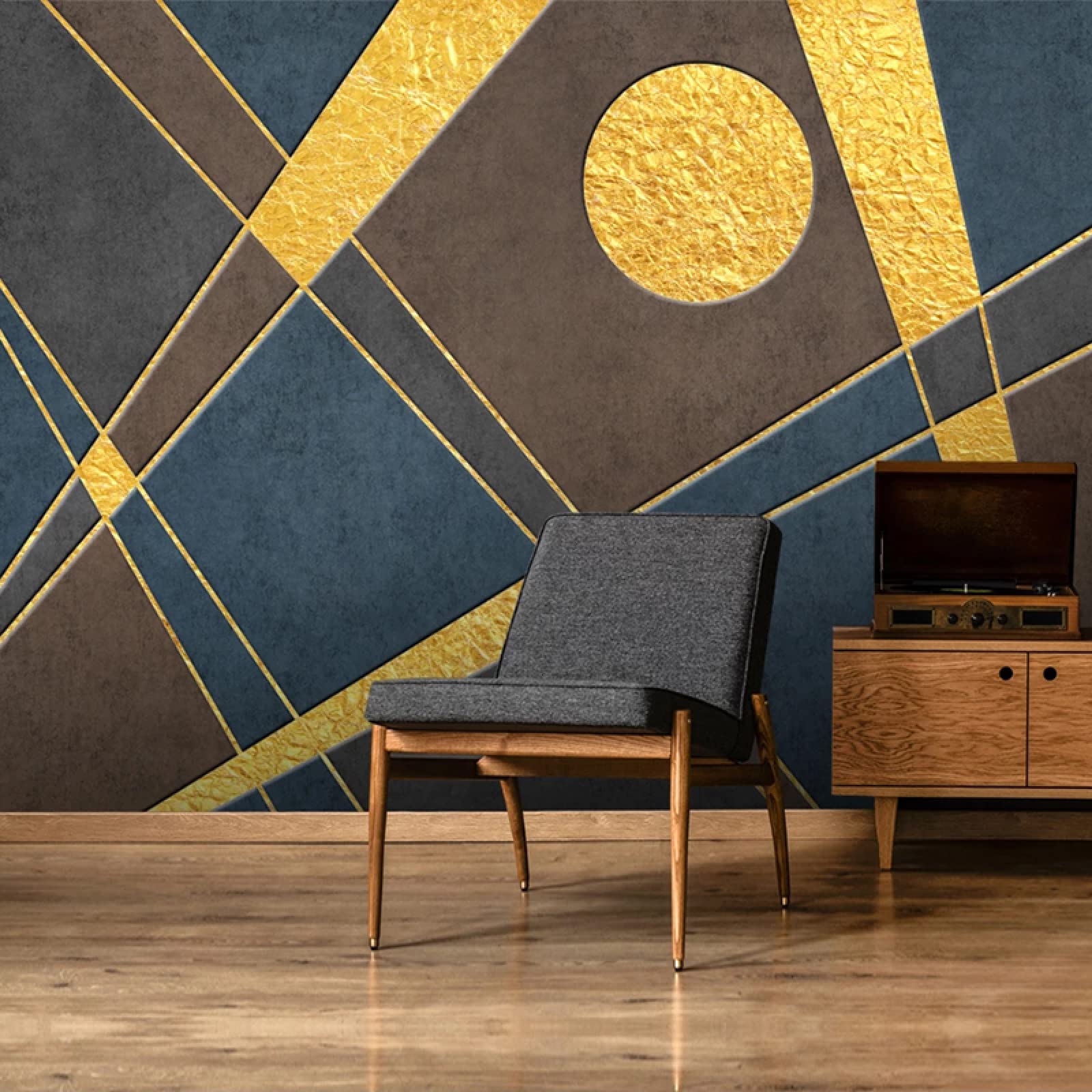 Papier peint 3D géométrique luxe pour sublimer un salon élégant