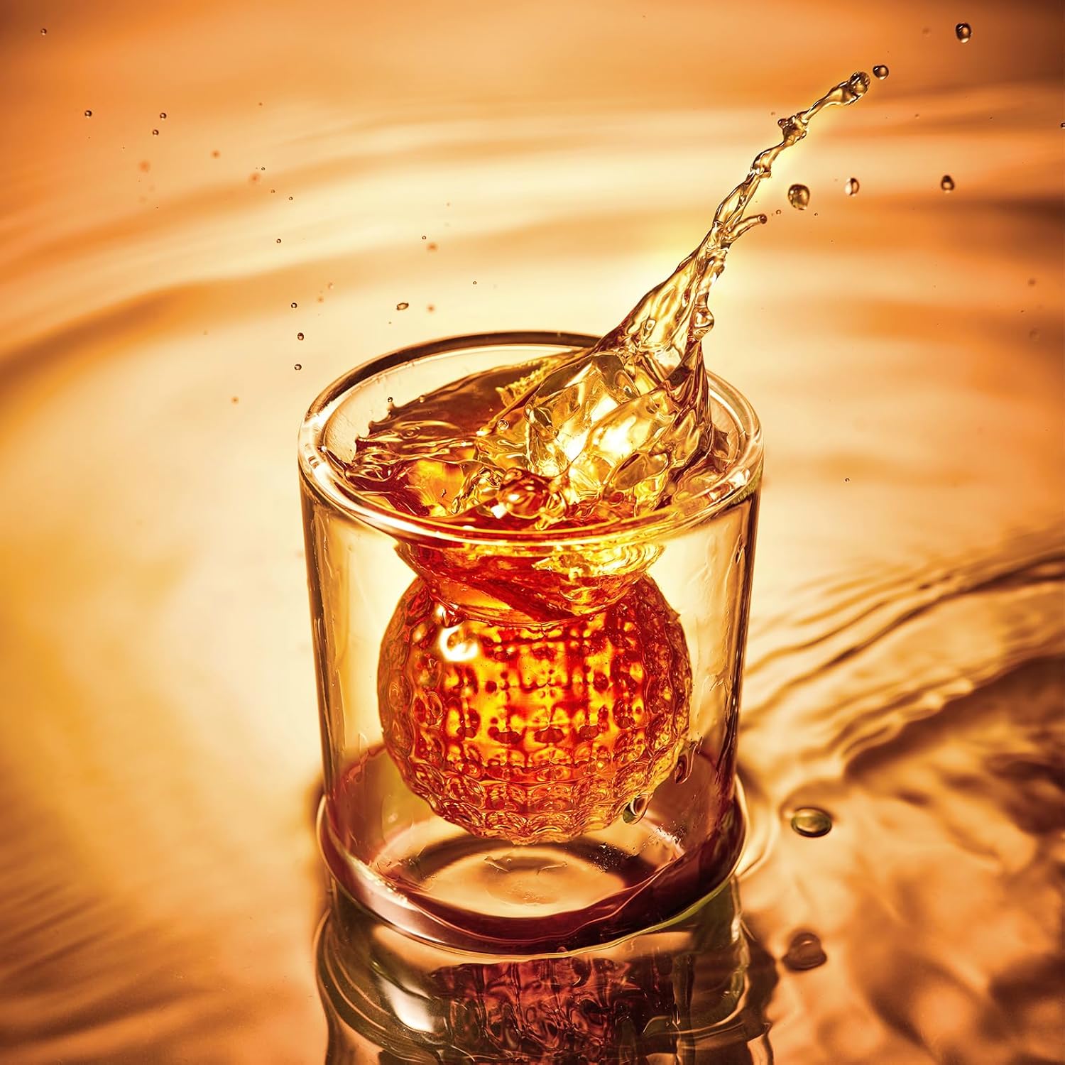 Golf Ball Shot Glasses Set of 4, Funny Handmade Birthday Gifts for Men and Women - 2oz Double Walled with 3D Shape Golf Ball Inside, Tequila, Whiskey, Cocktail Presents for Golfer