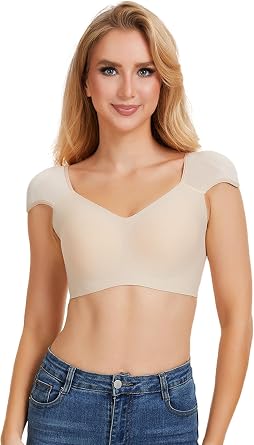 BIMEI Women Shoulder Pad Bra Wireless Bras for Women, Plus Size Seamless Bralette, Wide Straps T Shirt Bra
