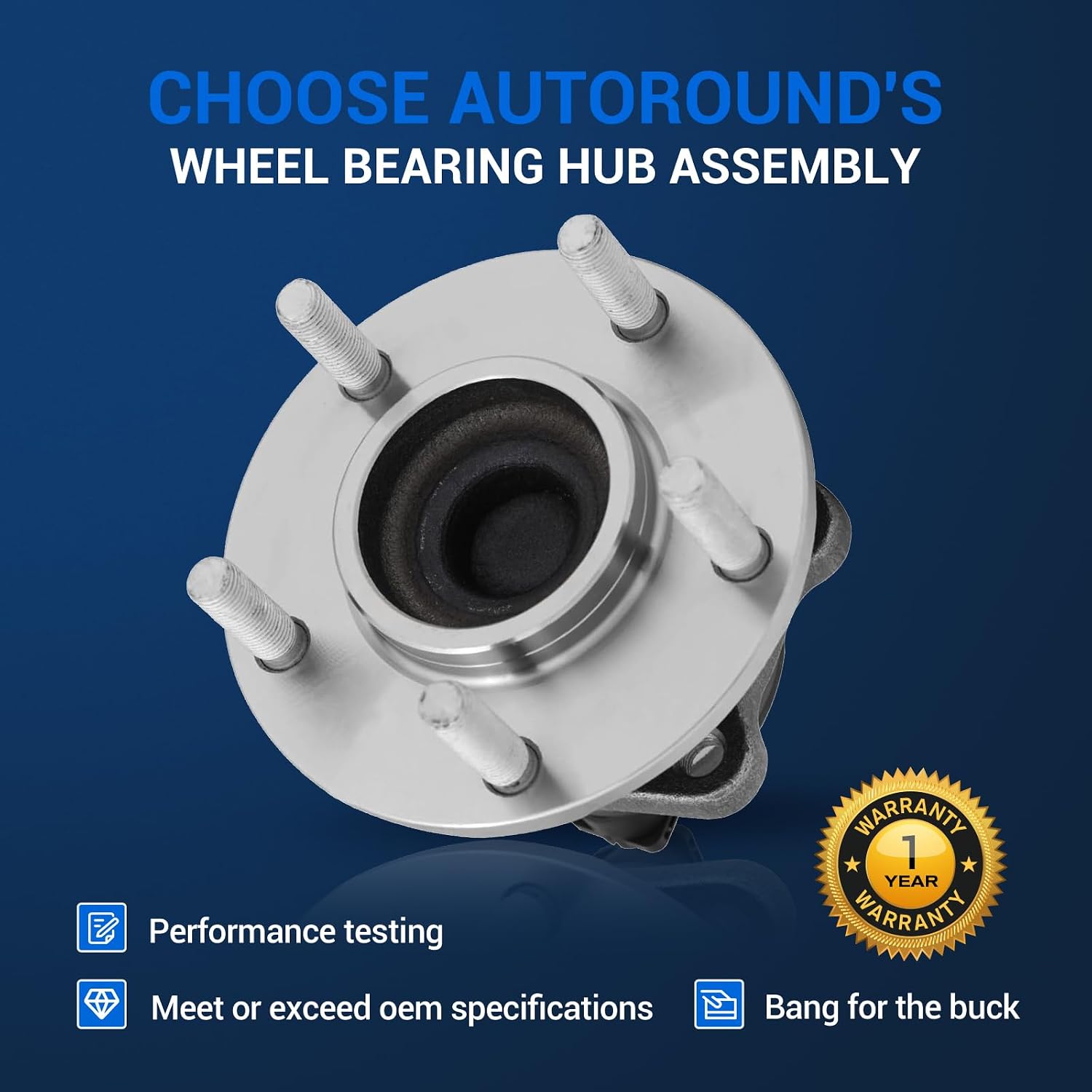 Autoround 512169 Pair Rear Wheel Bearing Hub Assembly fit for 2001-2007 Dodge Caravan/Grand Caravan, Chrysler Voyager/Town & Country FWD 5Lugs with 4-Wheel ABS