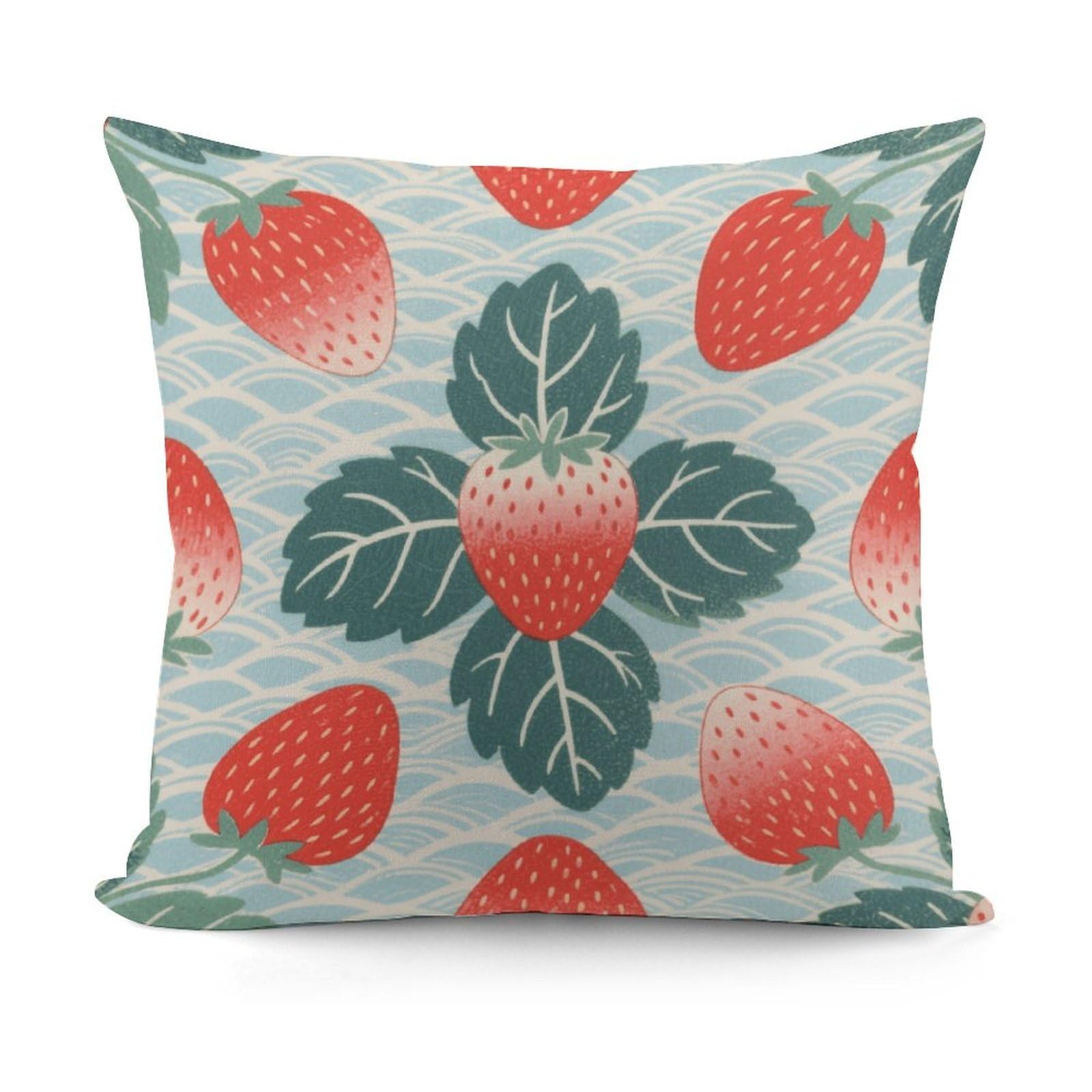 VstaDank Strawberry Throw Pillow Covers Fade-Resistant Removable Pillowcase Square Cushion Case Cozy Pillow Case Breathable Pillow Protector Soft Pillow Shams 18"x18"