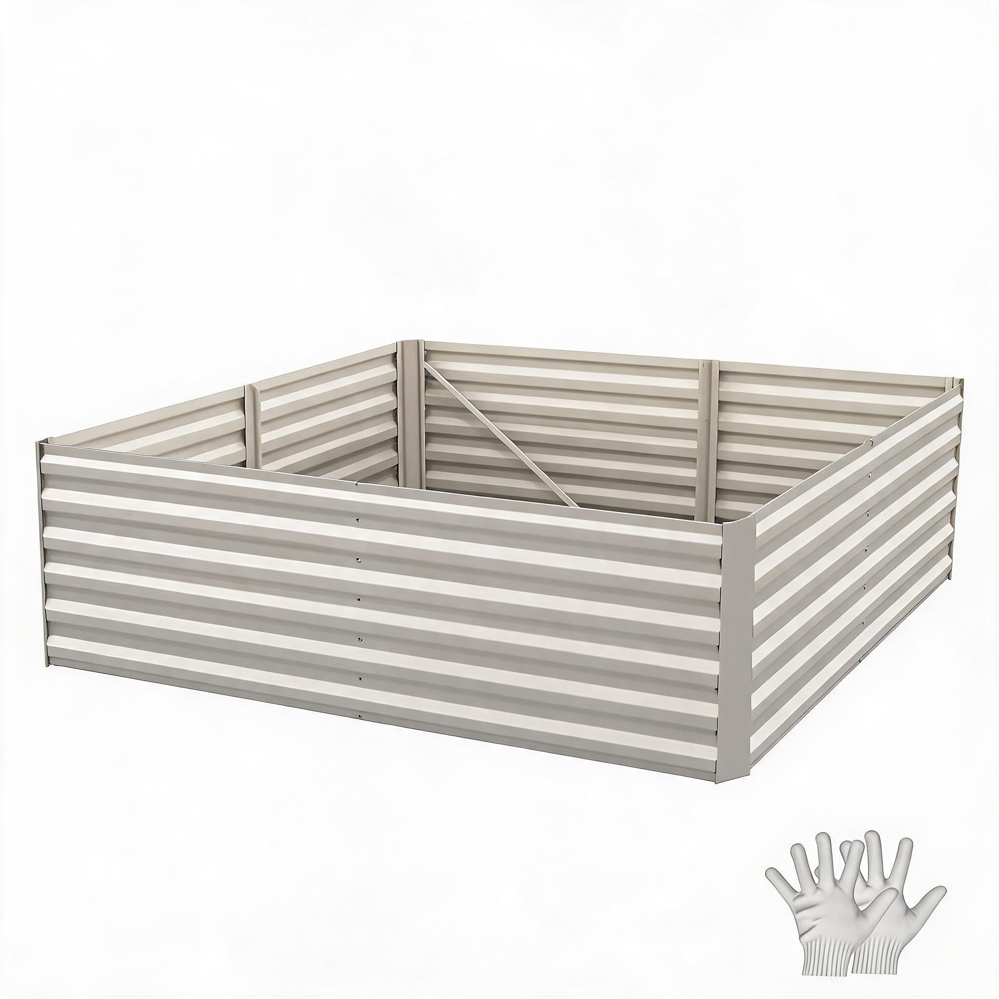 Aptliton 0.5mm Raised Garden Bed, Galvanised Steel Planter Box for Vegetables, Flowers & Herbs, Large Outdoor Raised Bed for Garden Patio Backyard, Beige 180x90x60cm