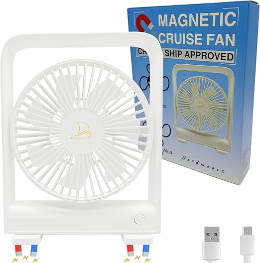 Cruise Ship Approved Fan - Magnetically Sticks on Cabin Ceilings and Walls - Powerful 3-Gear, Ship Cabin Approved - The Original Portable Cruise Fan 2025